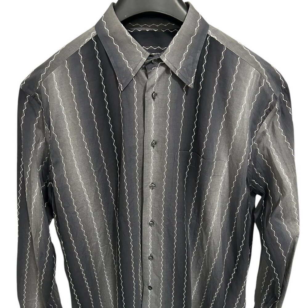 Zanella Men's Shirt Size XL Striped Black Gray Long Sleeve Geometric